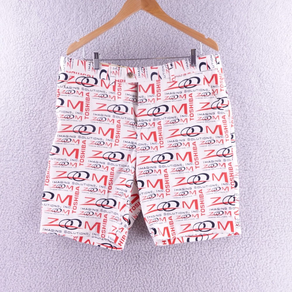 Loudmouth Men Toshiba Zoom Imaging Solutions Golf Shorts White Red Black Size 38